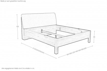 Multiline von SCHÖNER WOHNEN - Doppelbett mit weißem Kunstleder-Kopfteil