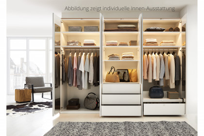 Deviso von Rietberger -Schlafzimmerschrank weiß/ Eiche mit griffloser Front