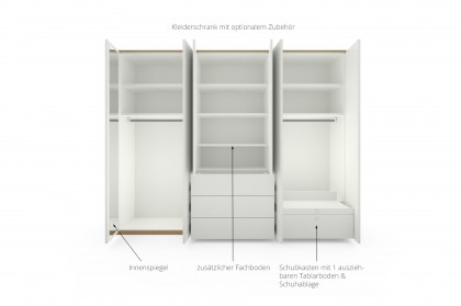 Deviso von Rietberger -Schlafzimmerschrank weiß/ Eiche mit griffloser Front