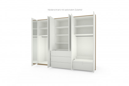 Deviso von Rietberger -Schlafzimmerschrank weiß/ Eiche mit griffloser Front