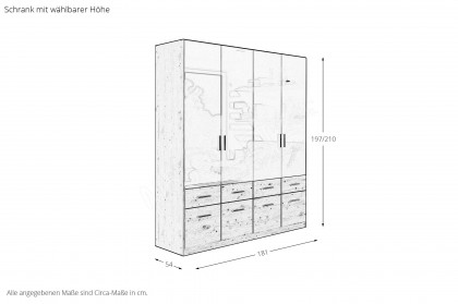 Celle-Extra von Rauch Blue - Schrank Artisan-Eiche - Hochglanz grau