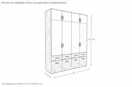 Celle-Extra von Rauch Blue - Schrank Artisan-Eiche - Hochglanz grau