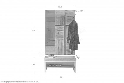 V/lacera coming von Voglauer - Garderobe in Taupe mit Vintage-Relief