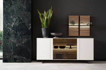 Yonna von SCHÖNER WOHNEN - Sideboard Lack weiß/ Kerneiche/ Metallgestell