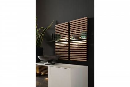 Yonna von SCHÖNER WOHNEN - Sideboard Lack weiß/ Kerneiche/ Metallgestell