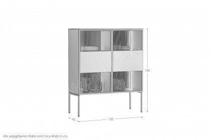 Amaya von SCHÖNER WOHNEN - Highboard in Lack puder mit Rillenakzenten