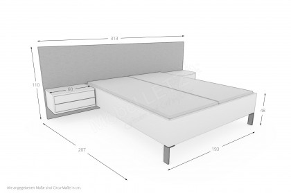 Deviso von Rietberger - Bettanlage 180x200 cm weiß/ Feinschliff bianco