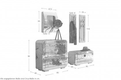 Airman von SIT Möbel - Garderoben-Set in Alu/ 4 teilig