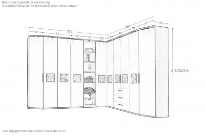 Multiline von SCHÖNER WOHNEN - Eckschrank-Set mit Quadrateinsätzen