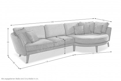 Livorno von Schröno - Ecksofa Ausführung rechts orange