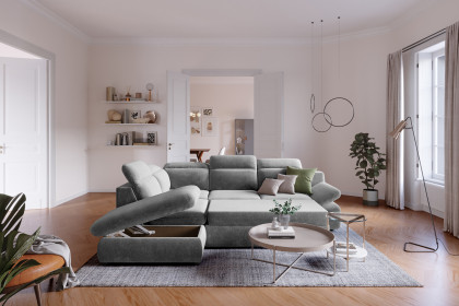 Lorena von COTTA - Couchgarnitur links steel