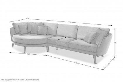 Livorno von Schröno - Ecksofa Ausführung links orange