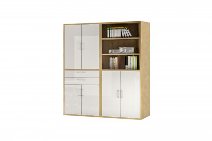 Big Profi Office von Mäusbacher - Aktenschrankkombi mit Glas Ice White Glanz Fronten