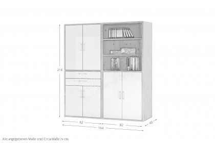 Big Profi Office von Mäusbacher - Aktenschrankkombi mit Glas Ice White Glanz Fronten