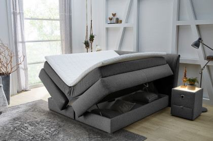 Carla von Jockenhöfer - Boxspringbett 180 in Anthrazit mit Bettkasten