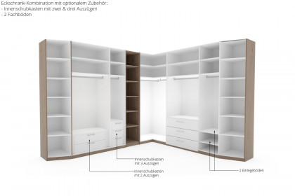 Multiline von SCHÖNER WOHNEN - Schlafzimmer Balkeneiche Furnier/ Lack weiß mit Quadrateinsätzen