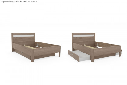 Multiline von SCHÖNER WOHNEN - Schlafzimmer Balkeneiche Furnier/ Lack weiß mit Quadrateinsätzen
