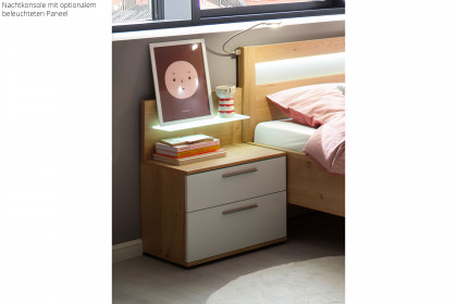 Multiline von SCHÖNER WOHNEN - Schlafzimmer Balkeneiche Furnier/ Lack weiß mit Quadrateinsätzen