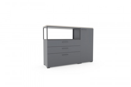 cocoon by rb 305 von Röhr-Bush - Highboard mit Lichtboden graphit matt - Eiche