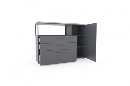 cocoon by rb 305 von Röhr-Bush - Highboard mit Lichtboden graphit matt - Eiche