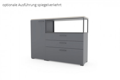 cocoon by rb 305 von Röhr-Bush - Highboard mit Lichtboden graphit matt - Eiche