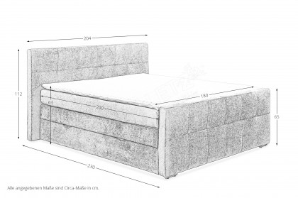Ratio von Sofa-Team - Boxspringbett silber