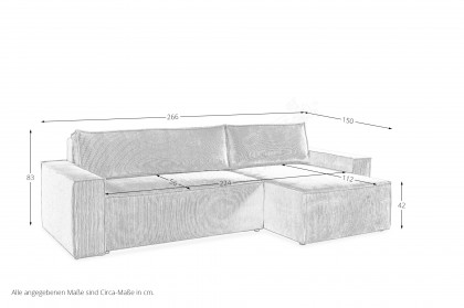 Wolgast-SO330 von Sun Garden - Schlafsofa Cord natur