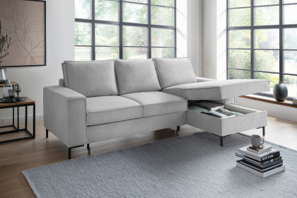 Rom-LE25 von Benformato - Ecksofa rechts silber