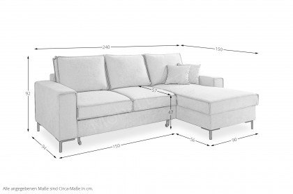 Rom-LE25 von Benformato - Ecksofa rechts silber