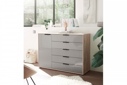 Phoenix von Wiemann - Kommode Glas kieselgrau - Nordic-Eiche
