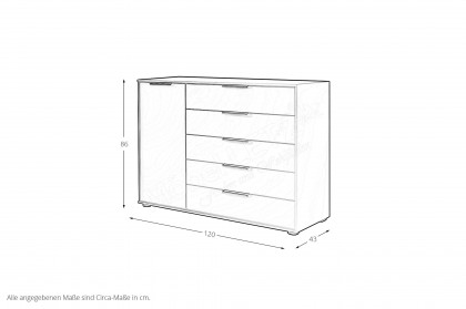 Phoenix von Wiemann - Kommode Glas kieselgrau - Nordic-Eiche