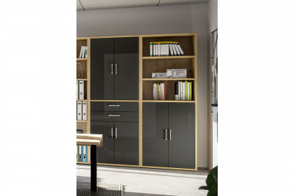 Big Profi Office von Mäusbacher - Büroschrankkombi mit Glas in Anthrazit