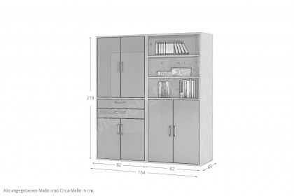 Big Profi Office von Mäusbacher - Büroschrankkombi mit Glas in Anthrazit
