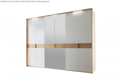 Multiline von SCHÖNER WOHNEN - 6-türiger Schrank weiß - Balkeneiche mit Spiegel