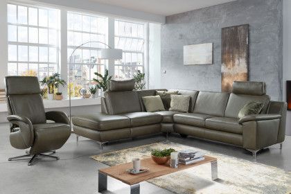 Prisma 1 von Polsteria - Ecksofa links olive
