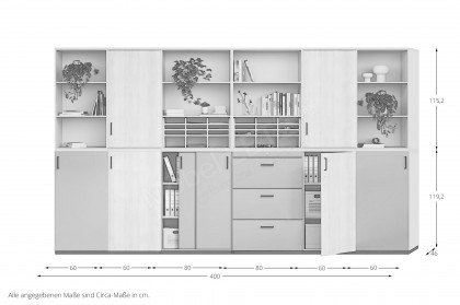 K40 von Nowy Styl - Büromöbelset truffle grey/ acacia light
