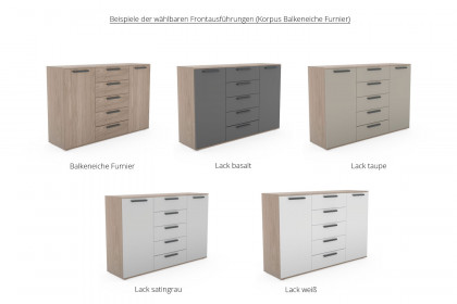 Montino von Musterring - Kommode mit 2 Türen & 5 Schubladen Balkeneiche - Lack jungle green