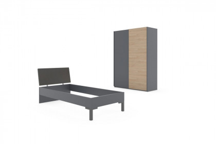 qunit by rb 366 von Röhr-Bush - Schwebetürenschrank & Bett mit Cord-Kopfteil