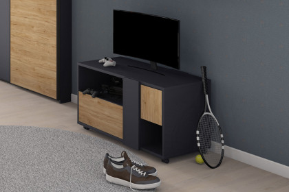 qunit by rb 366 von Röhr-Bush - Schwebetürenschrank & Bett mit Cord-Kopfteil