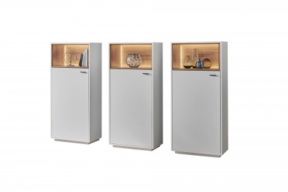 Coruna von IDEAL Möbel - Highboard-Trio in mattem Weiß inklusive Beleuchtung