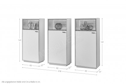 Coruna von IDEAL Möbel - Highboard-Trio in mattem Weiß inklusive Beleuchtung