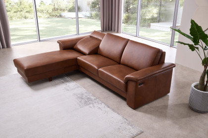 Bologna von Schröno - Ledersofa links savannah