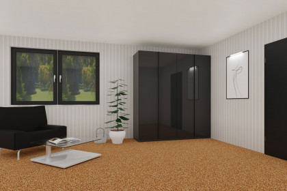 Skat von Rauch Orange - Schrank Meridian Glas basalt mit Inneneinteilung
