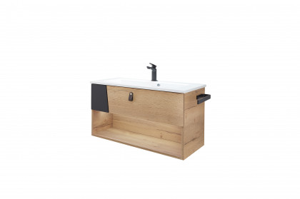 Serie 7040 von Pelipal - Badezimmer in Halifax Eiche und schwarz matt