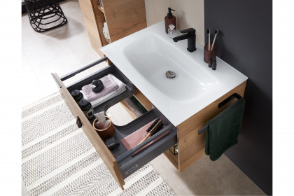 Serie 7040 von Pelipal - Badezimmer in Halifax Eiche und schwarz matt