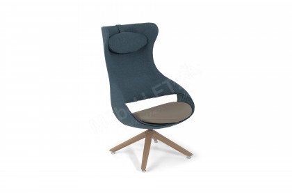 Vmontanara von Voglauer - Drehsessel mit Hocker mineralblau-stone
