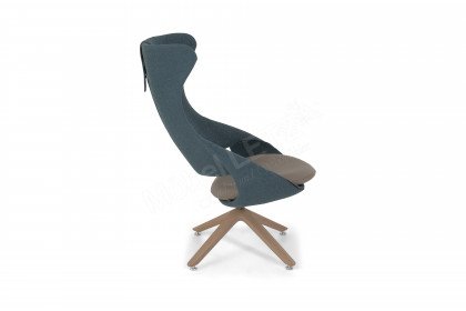 Vmontanara von Voglauer - Drehsessel mit Hocker mineralblau-stone