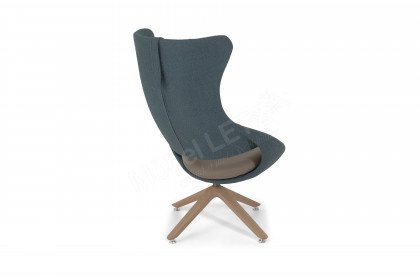 Vmontanara von Voglauer - Drehsessel mit Hocker mineralblau-stone