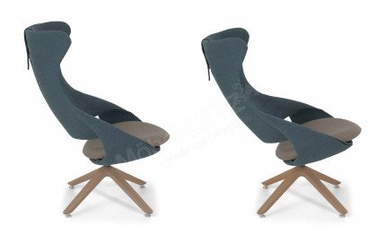 Vmontanara von Voglauer - Drehsessel mit Hocker mineralblau-stone