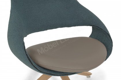 Vmontanara von Voglauer - Drehsessel mit Hocker mineralblau-stone